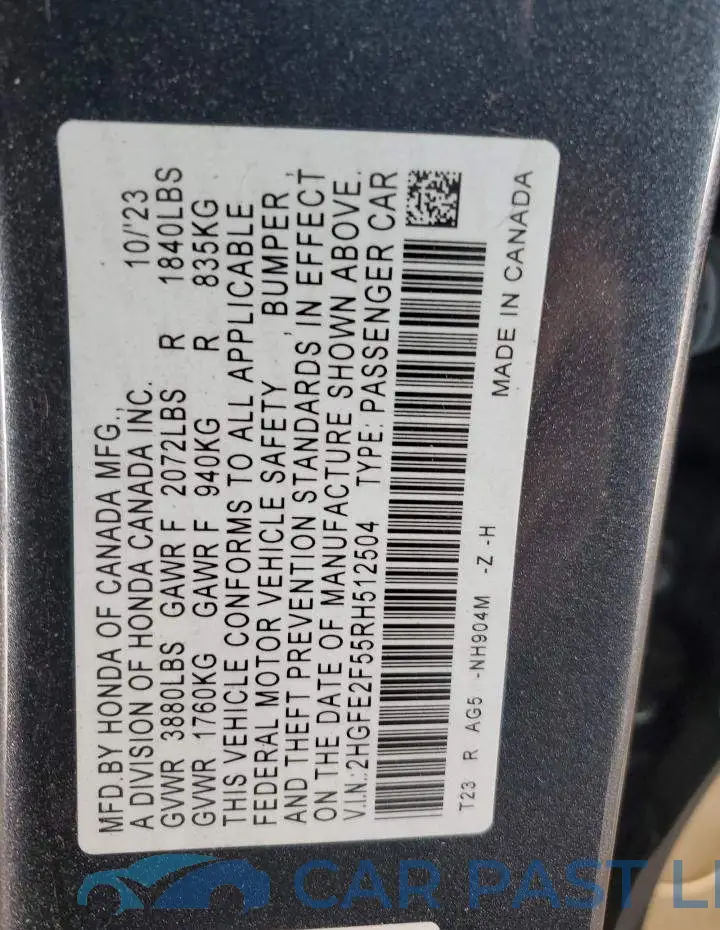 2HGFE2F55RH512504# 12