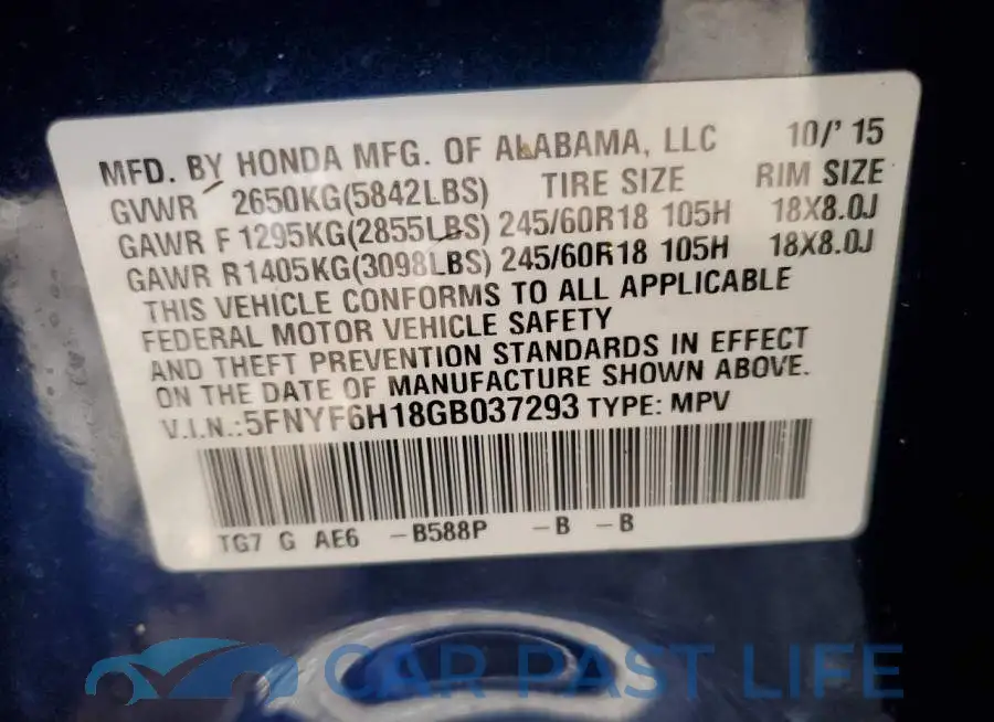 5FNYF6H18GB037293# 13
