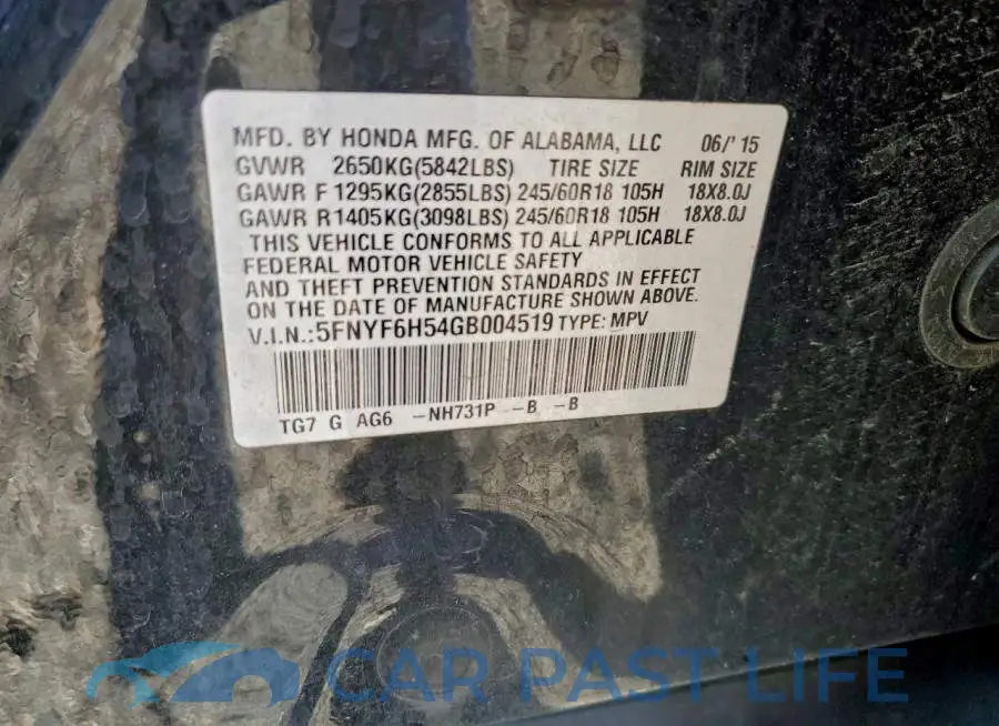 5FNYF6H54GB004519# 13