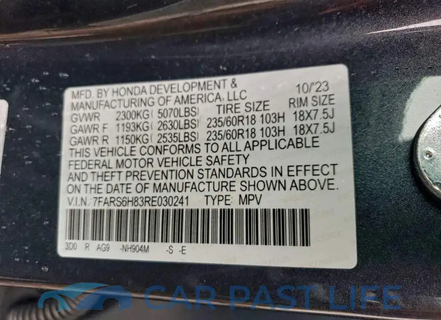 7FARS6H83RE030241# 13