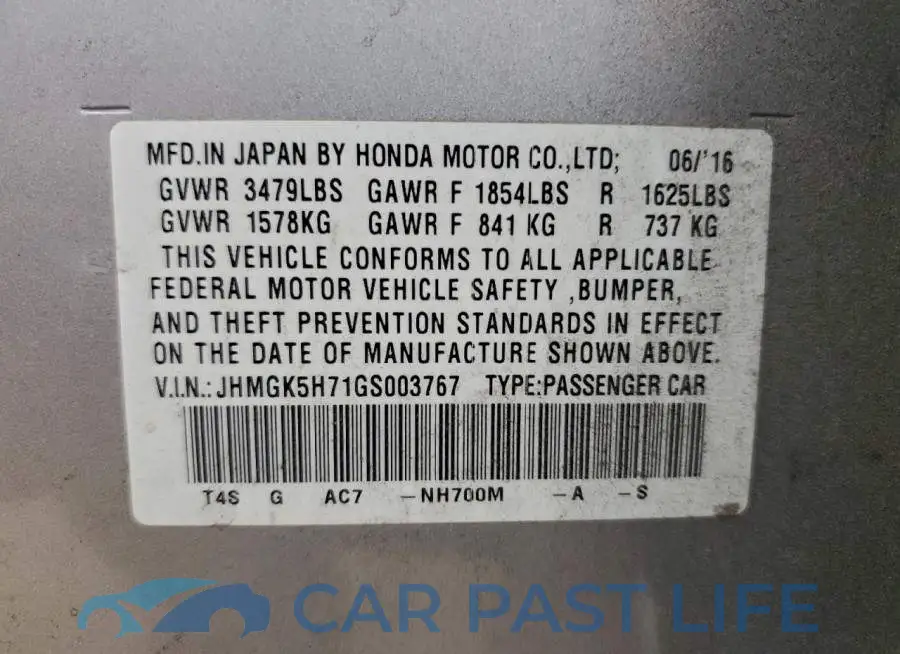 JHMGK5H71GS003767# 13