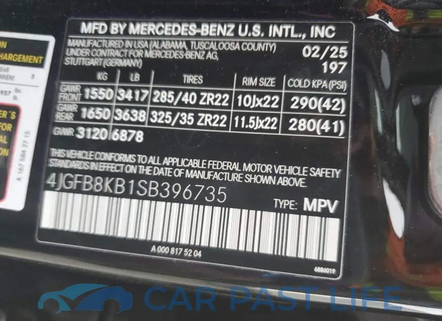 4JGFB8KB1SB396735# 13