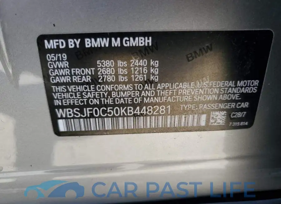 WBSJF0C50KB448281# 12