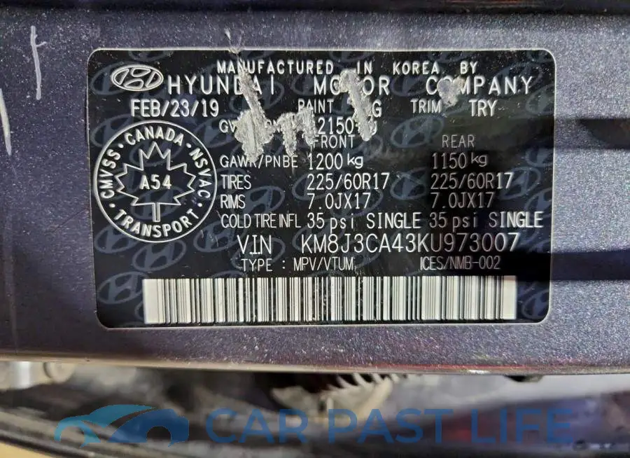 KM8J3CA43KU973007# 13