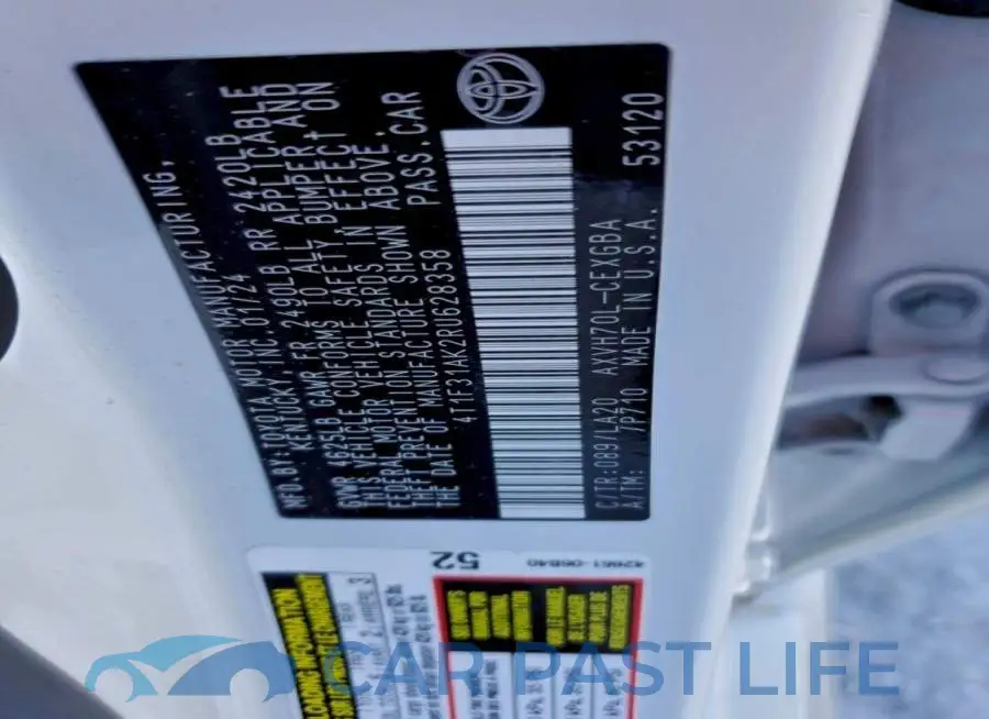 4T1F31AK2RU628358# 13