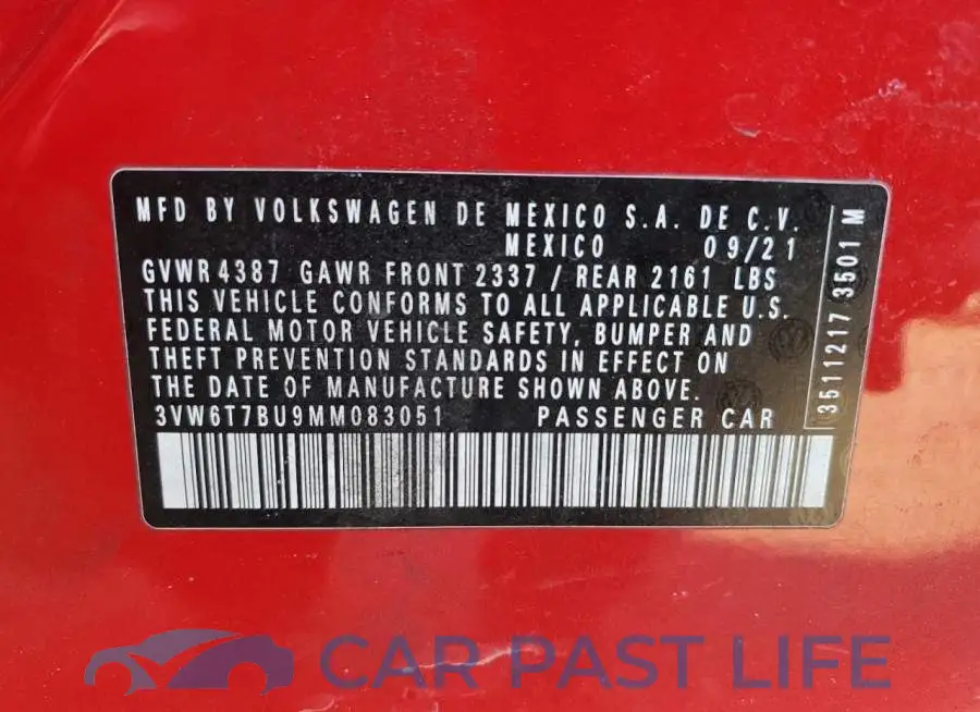 3VW6T7BU9MM083051# 12