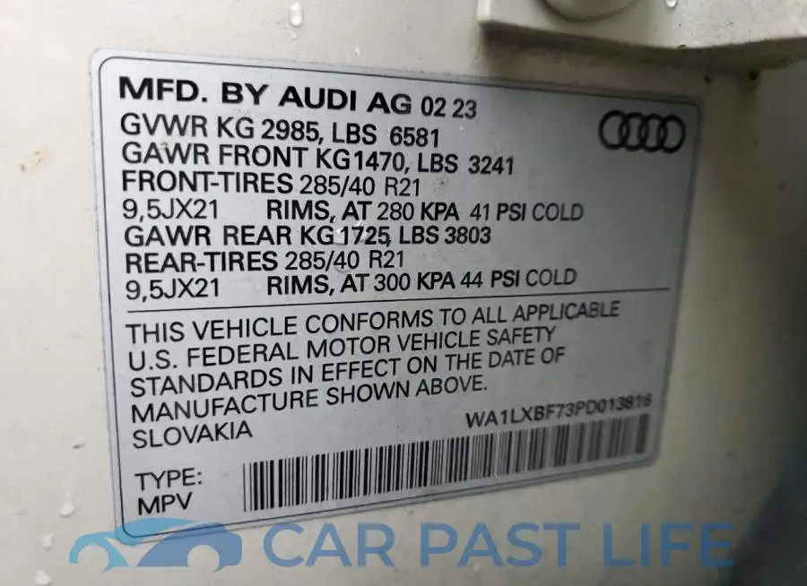 WA1LXBF73PD013816# 13