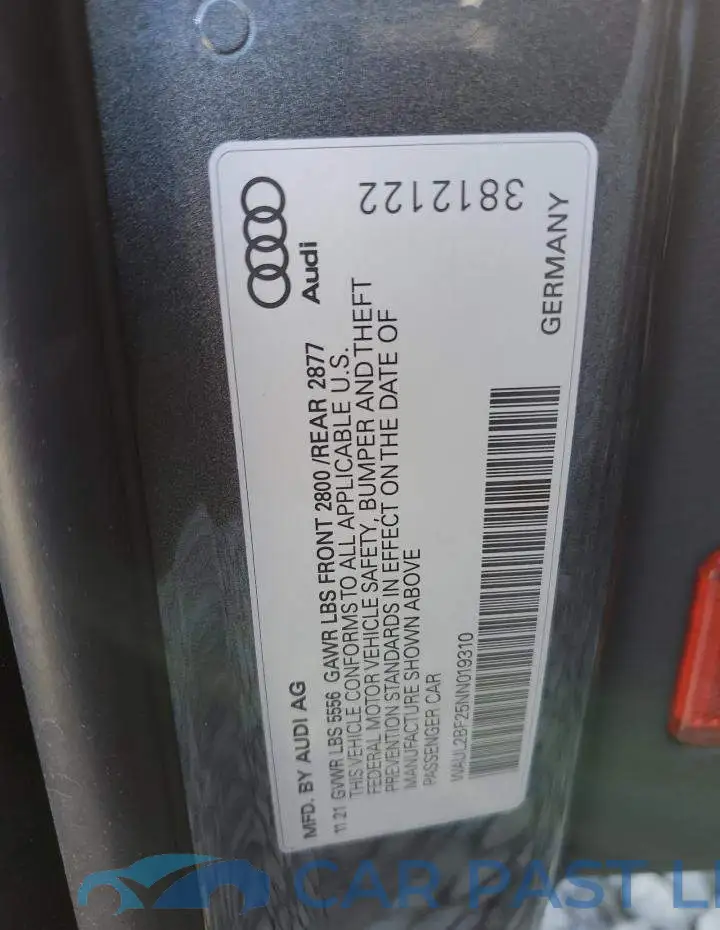 WAUL2BF25NN019310# 12