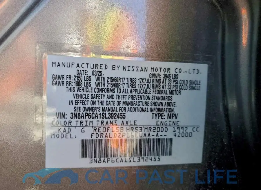 3N8AP6CA1SL392455# 13