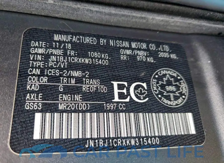 JN1BJ1CRXKW315400# 13