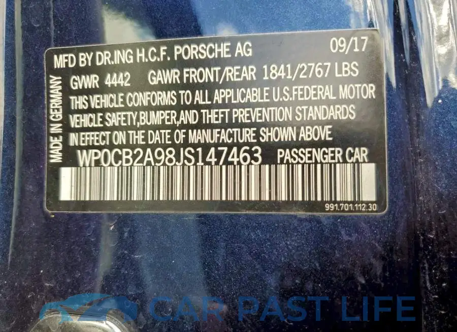 WP0CB2A98JS147463# 12