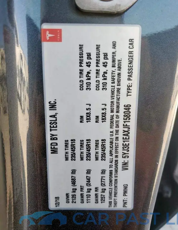 5YJ3E1EAXJF158046# 12