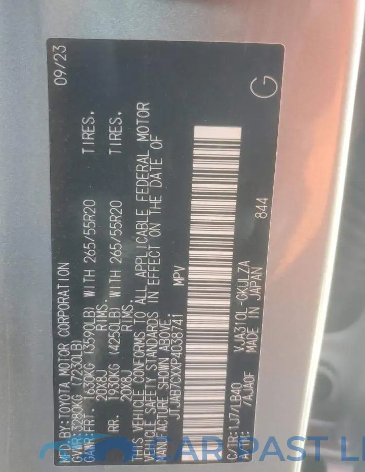 JTJAB7CXXP4038741# 13