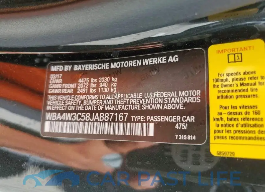 WBA4W3C58JAB87167# 12