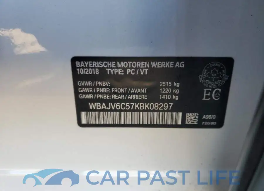 WBAJV6C57KBK08297# 12