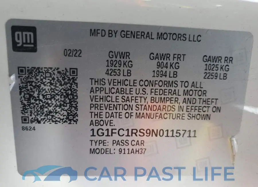 1G1FC1RS9N0115711# 12