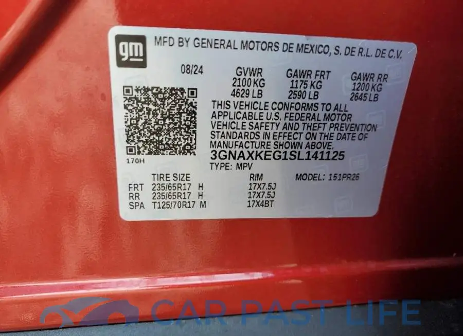 3GNAXKEG1SL141125# 12