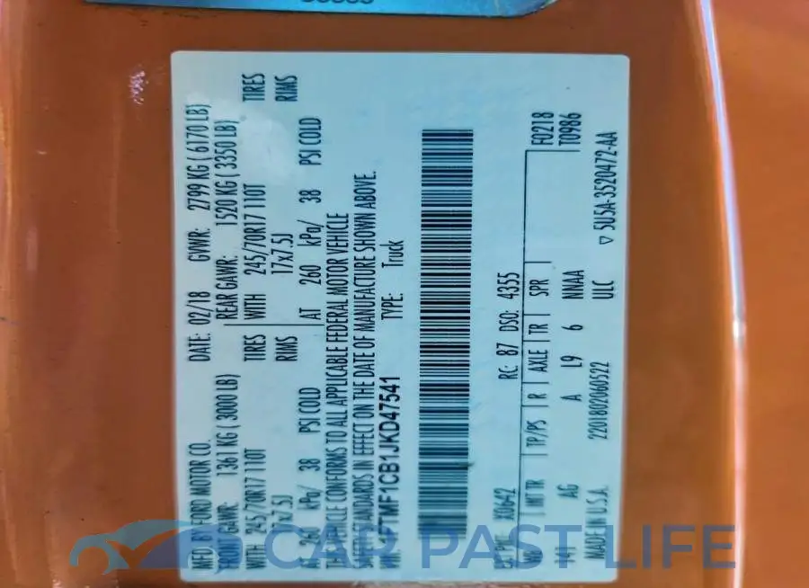 1FTMF1CB1JKD47541# 12