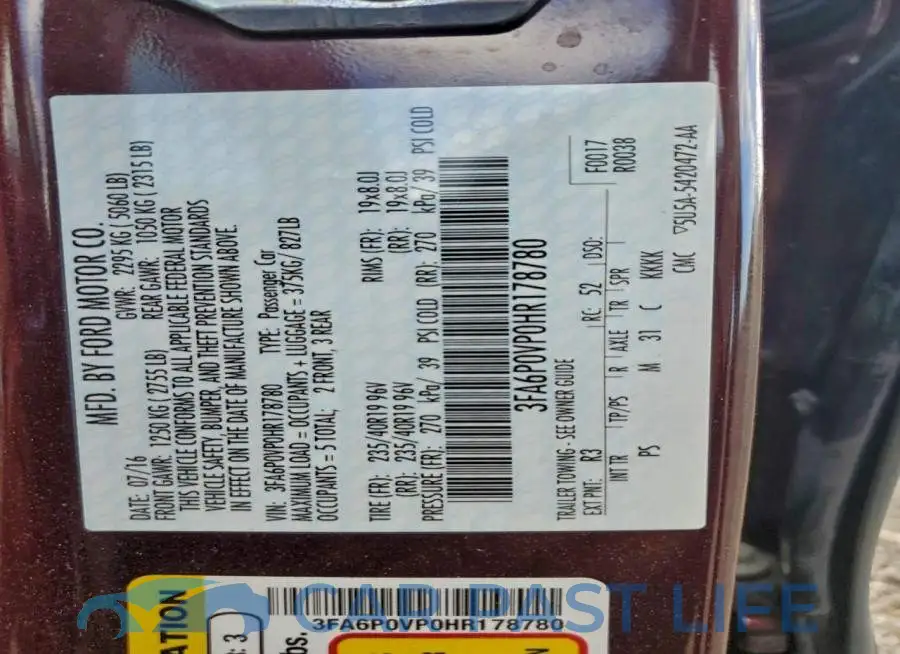 3FA6P0VP0HR178780# 12