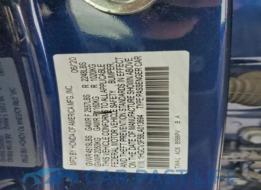 1HGCV3F58LA013694# 12
