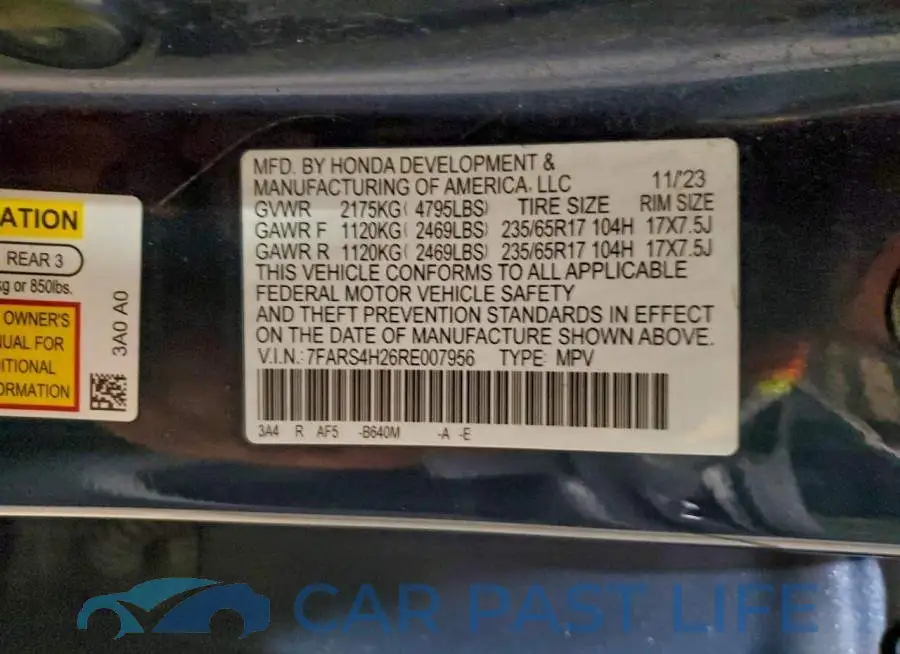 7FARS4H26RE007956# 13
