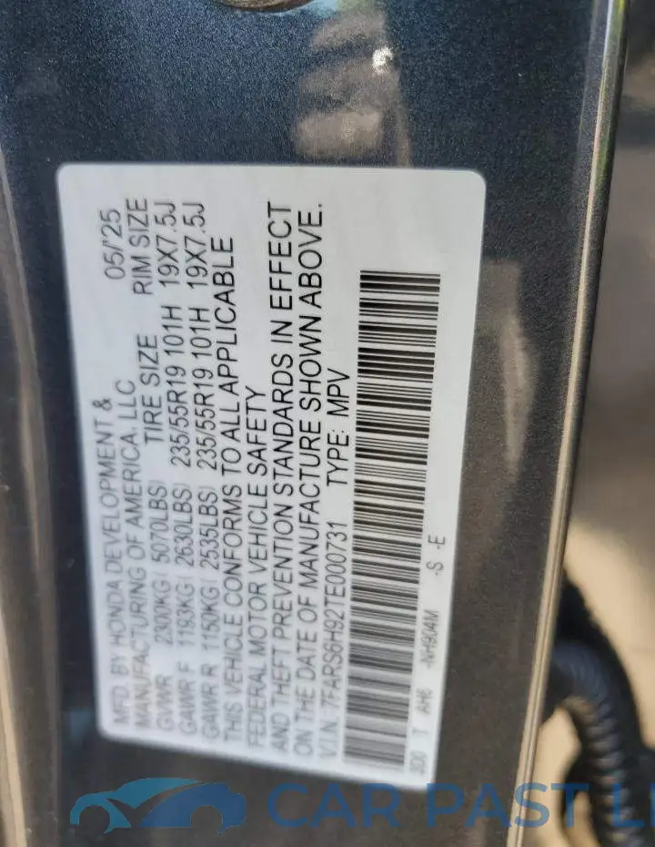 7FARS6H92TE000731# 13