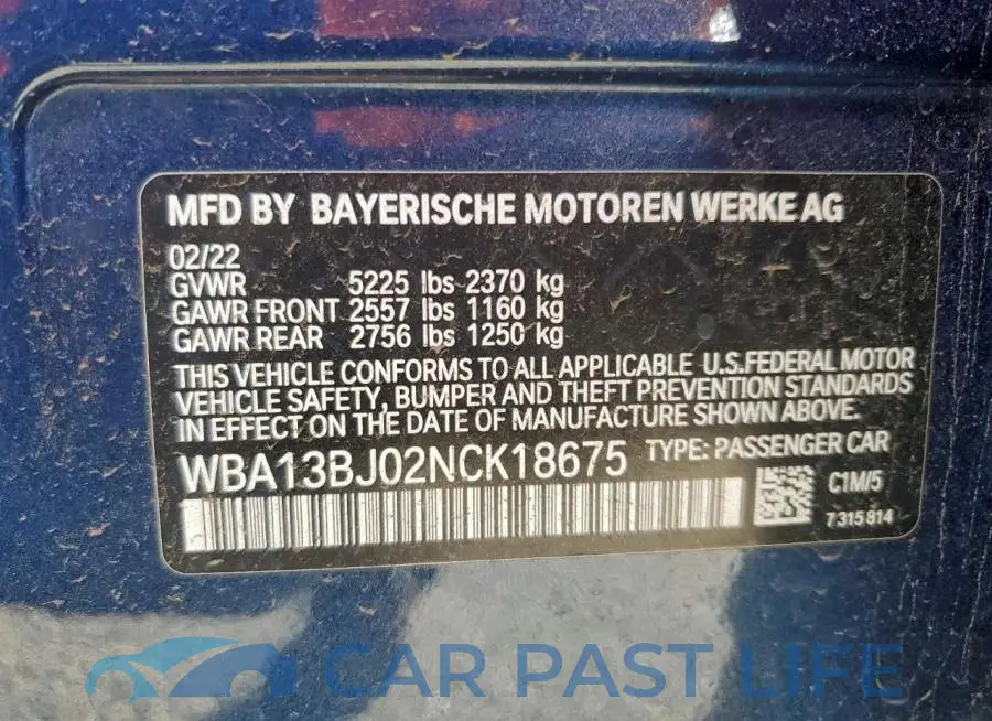 WBA13BJ02NCK18675# 12