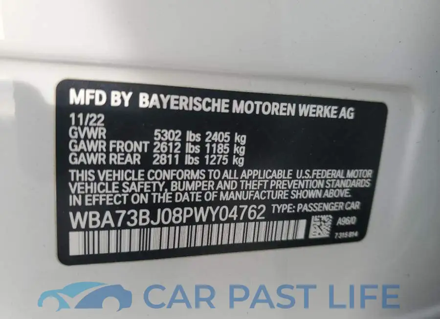 WBA73BJ08PWY04762# 12