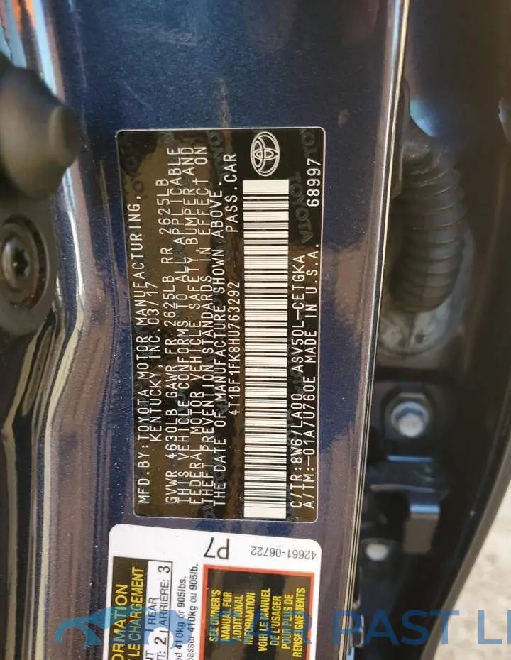 4T1BF1FK8HU763292# 12