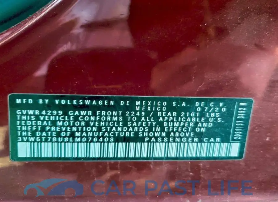 3VW5T7BU8LM076408# 12