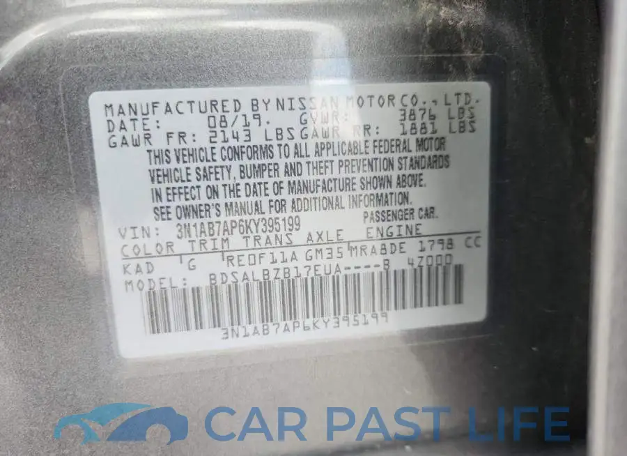 3N1AB7AP6KY395199# 12