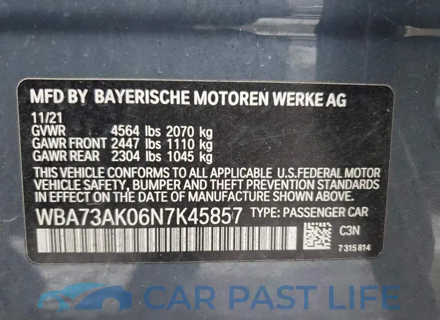 WBA73AK06N7K45857# 12