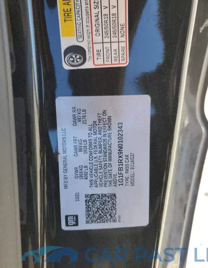 1G1FB1RX9N0102343# 12