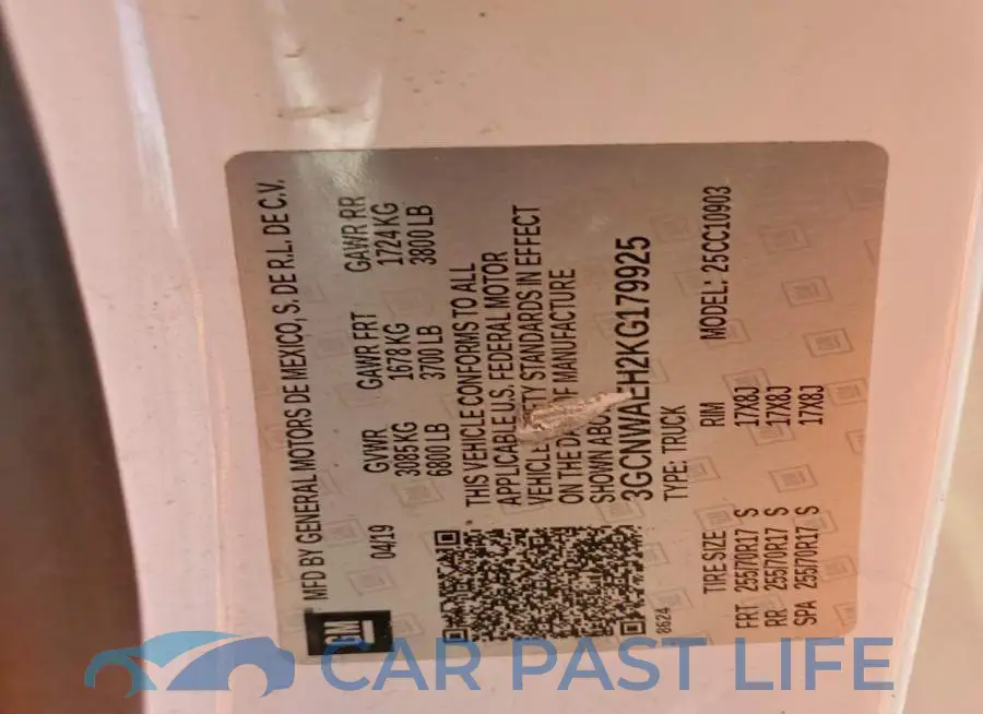 3GCNWAEH2KG179925# 12