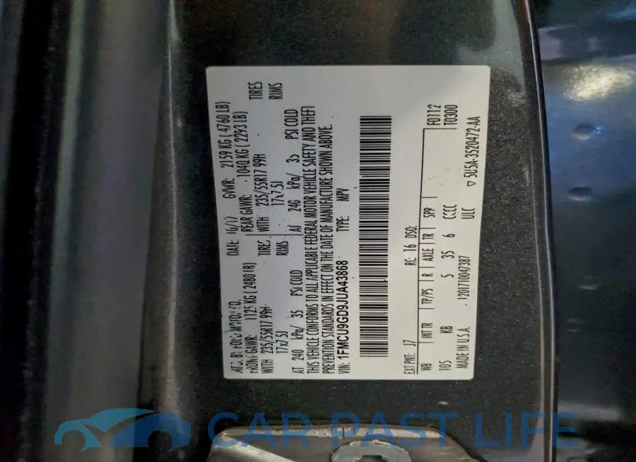 1FMCU9GD9JUA43868# 12