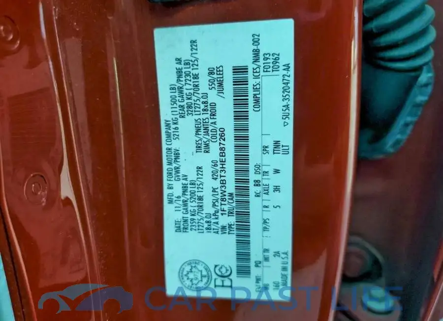 1FT8W3BT3HEB87260# 12