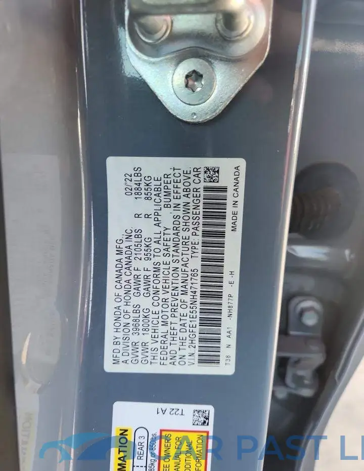 2HGFE1E55NH471765# 12