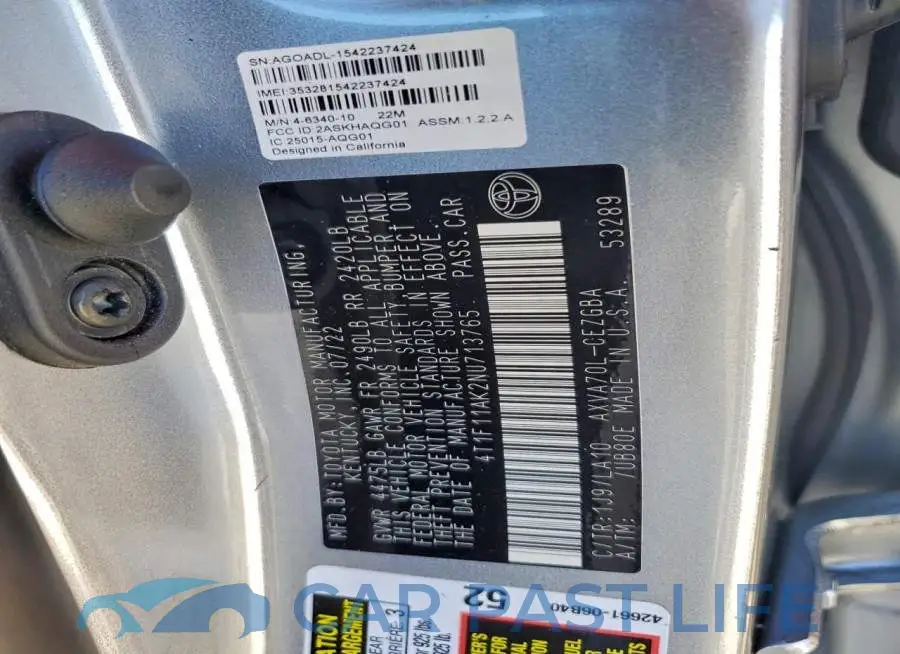 4T1F11AK2NU713765# 12