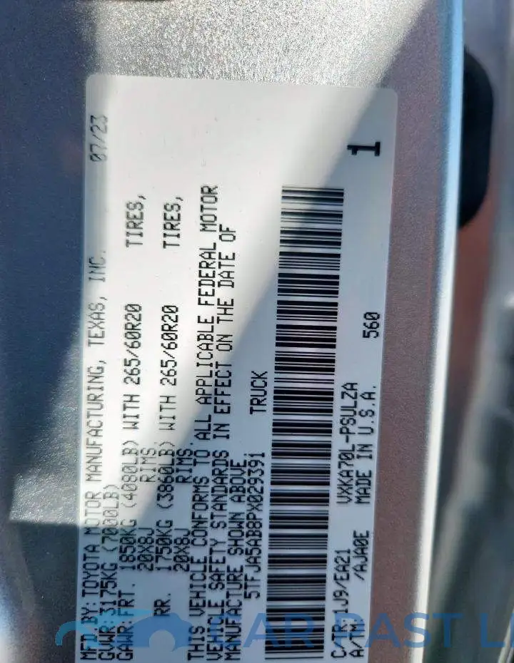 5TFJA5AB8PX029391# 12