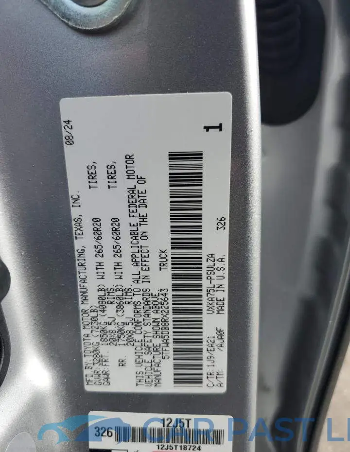 5TFWA5DB8RX225643# 12