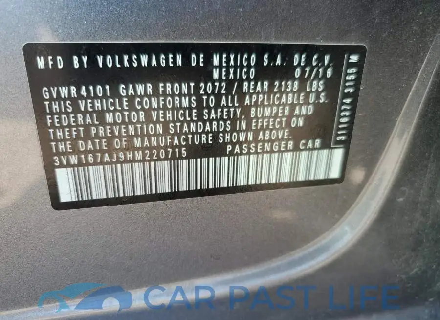 3VW167AJ9HM220715# 13