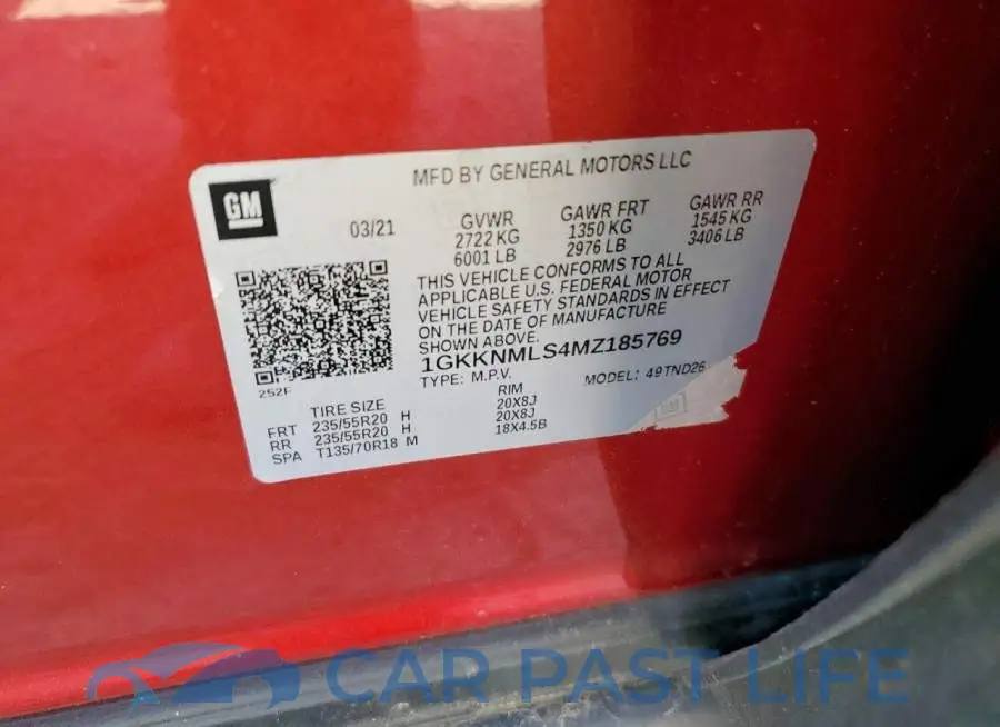 1GKKNMLS4MZ185769# 13