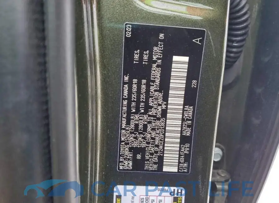 2T2AKCEZ0PC013835# 13