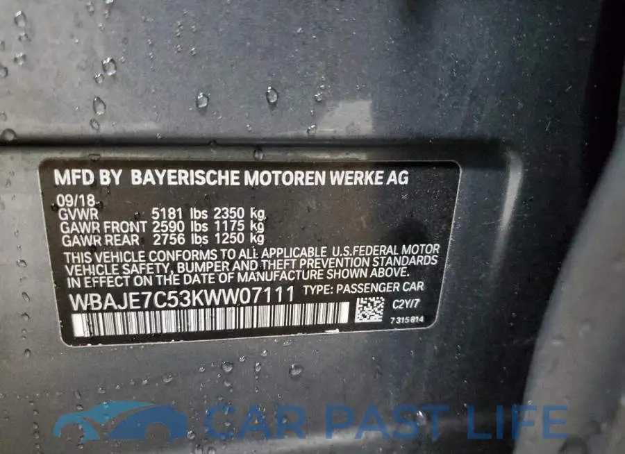 WBAJE7C53KWW07111# 12