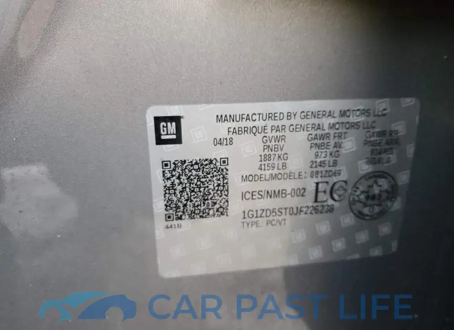 1G1ZD5ST0JF226238# 12