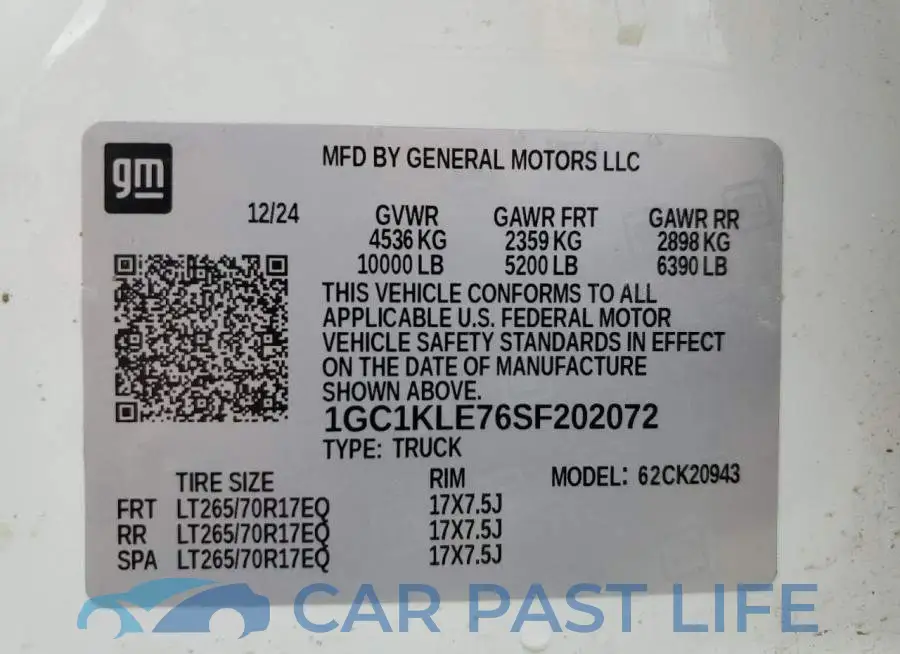 1GC1KLE76SF202072# 12