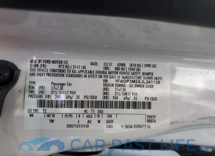 1FADP3M2XJL241130# 12