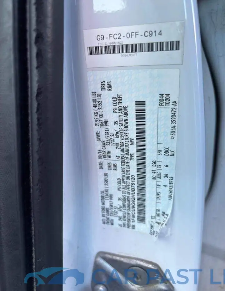 1FMCU9G92HUB75120# 10