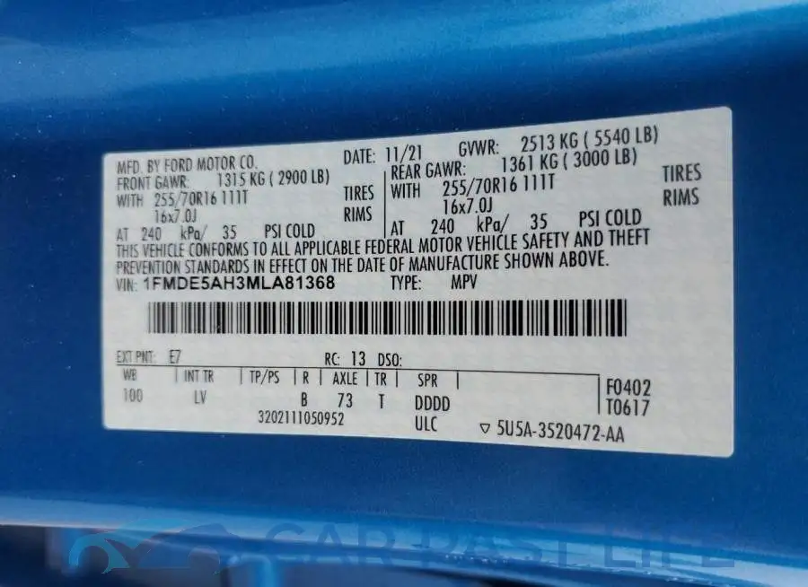 1FMDE5AH3MLA81368# 14
