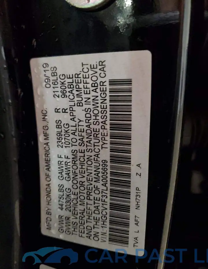 1HGCV1F37LA005699# 13